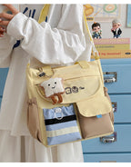Korean Style Casual Shoulder Crossbody Bag for Girls Student Class Tutoring Tote Bag