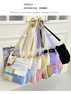 Korean Style Casual Shoulder Crossbody Bag for Girls Student Class Tutoring Tote Bag