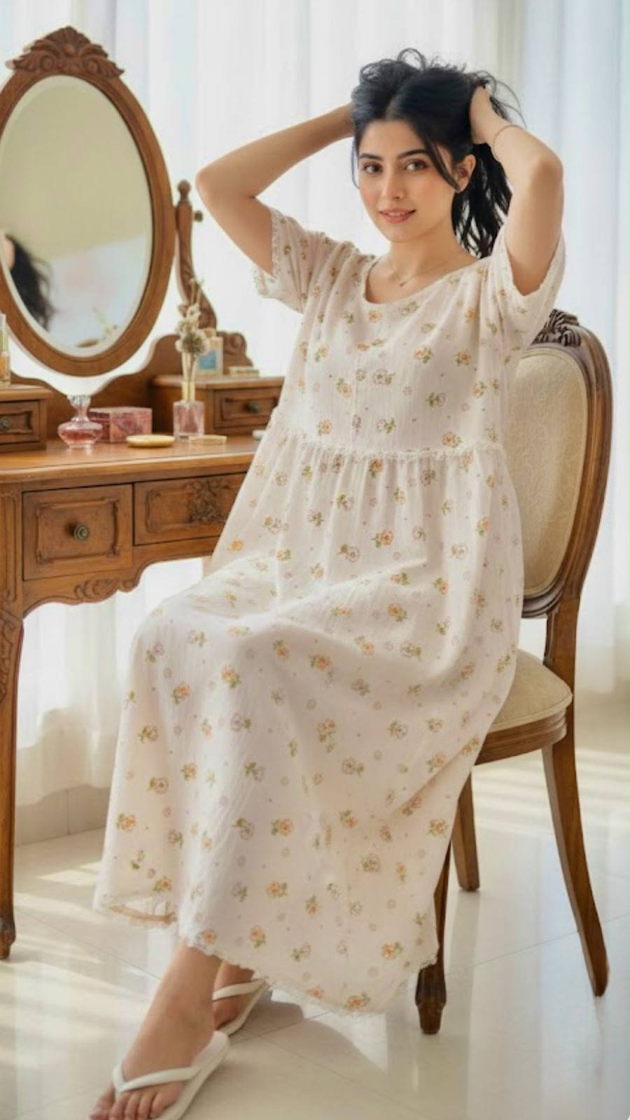 Cotton Semi Long Mexi Gown