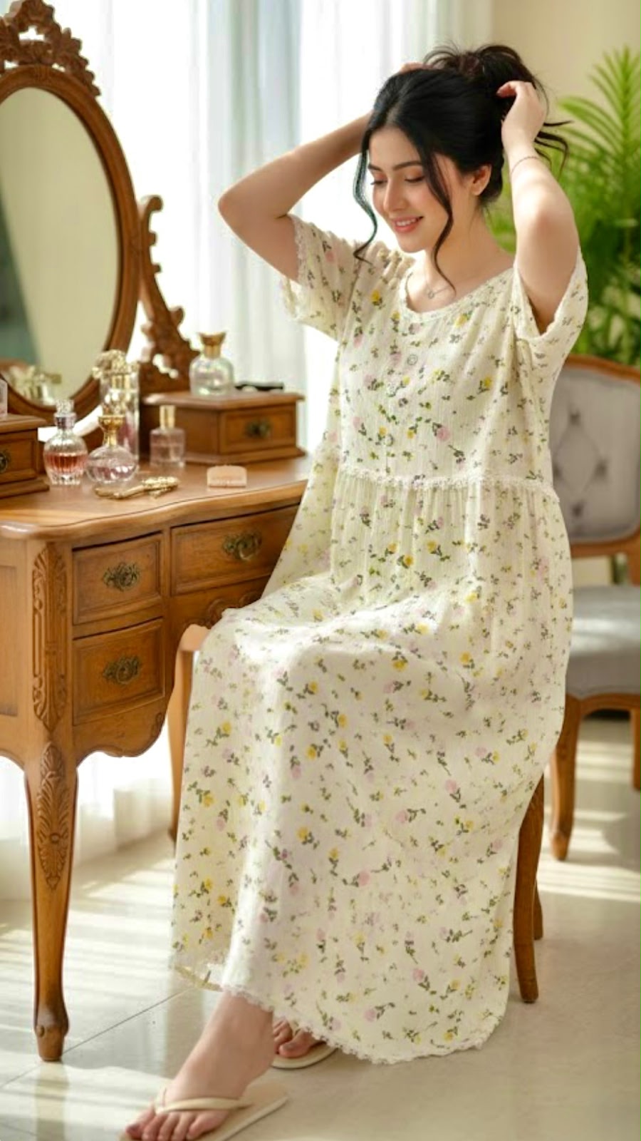 Cotton Semi Long Mexi Gown