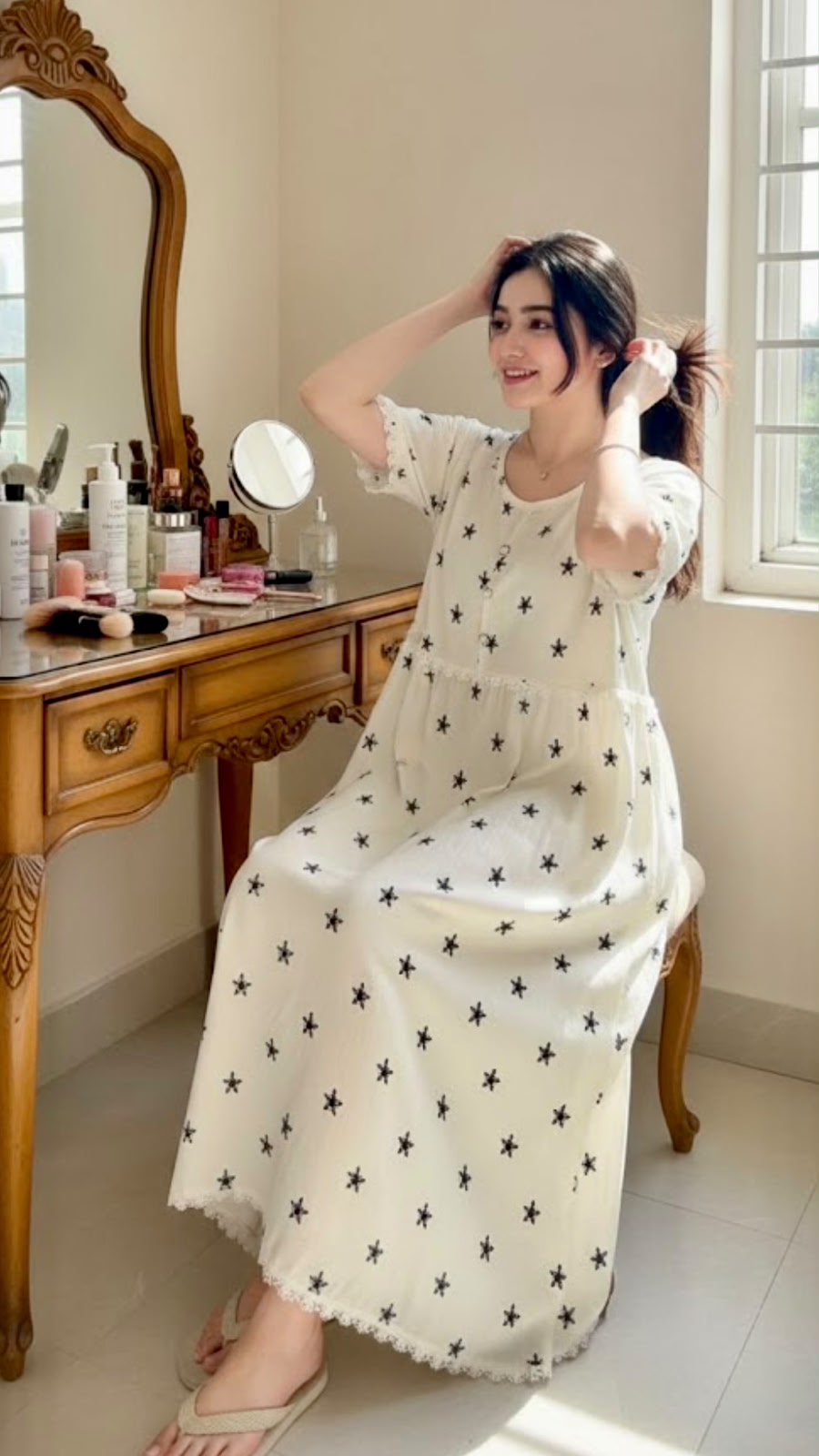 Cotton Semi Long Mexi Gown