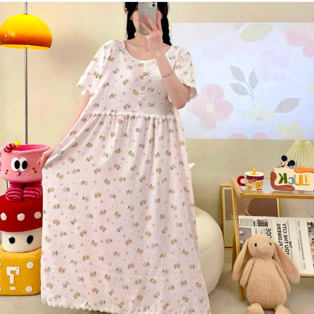 Cotton Semi Long Mexi Gown