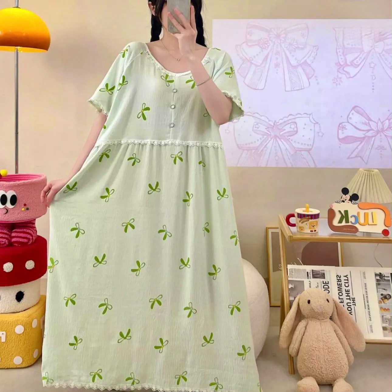 Cotton Semi Long Mexi Gown