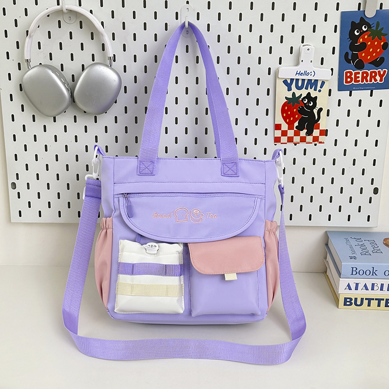 Korean Style Casual Shoulder Crossbody Bag for Girls Student Class Tutoring Tote Bag