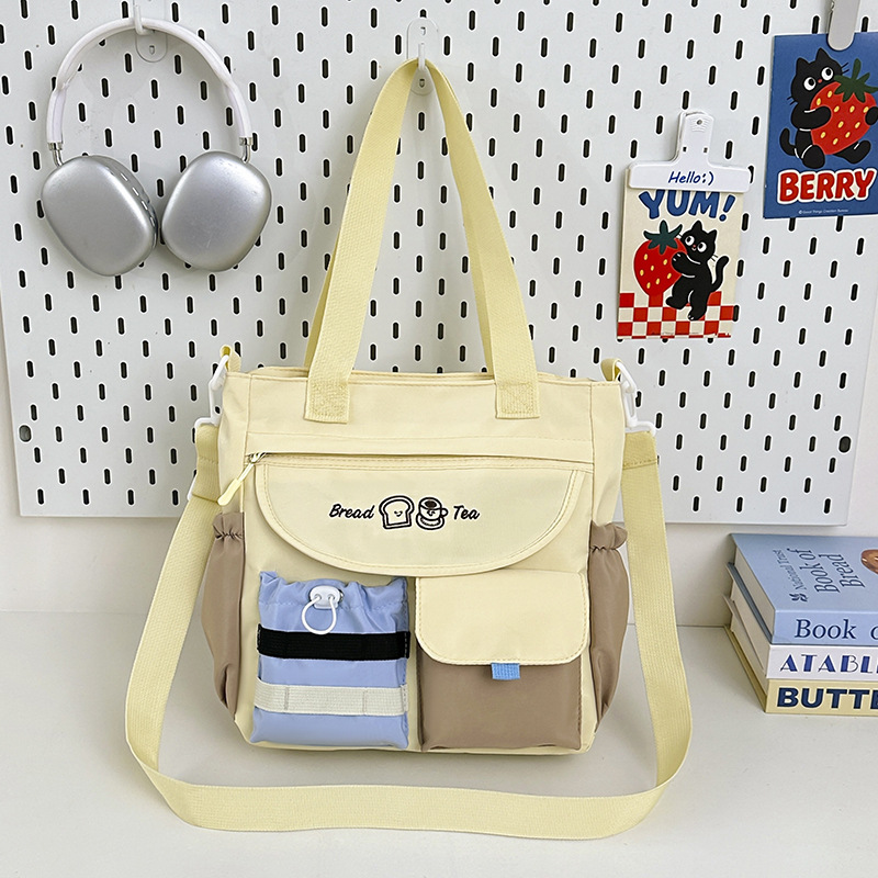 Korean Style Casual Shoulder Crossbody Bag for Girls Student Class Tutoring Tote Bag